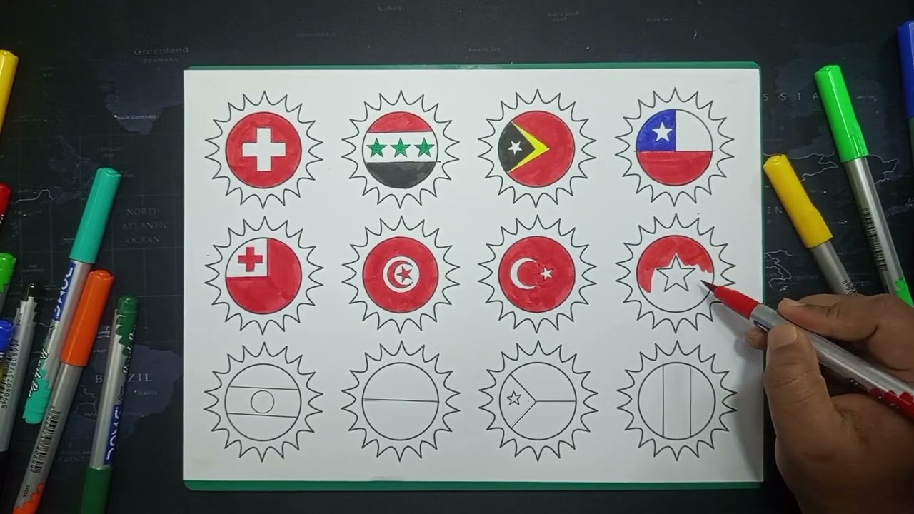 ​🌟 The Most Beautiful Flag Art You&rsquo;ll See Today! | Drawing 12 Unique World Flags | Flag & Flag