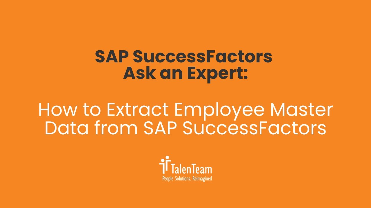 How to Extract Employee Master Data from SAP SuccessFactors | API Best Practices