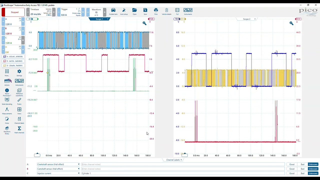 Using the Pico Reference Waveform Library for dynamic valve timing measurements