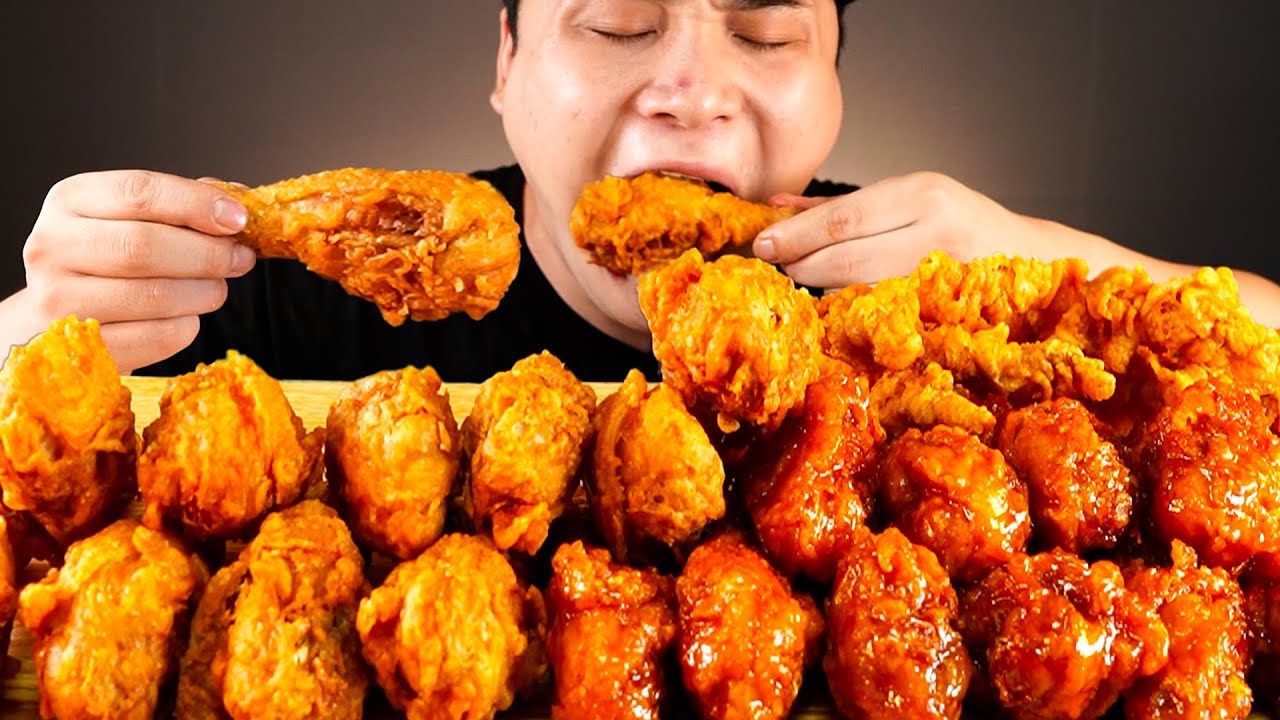 페리카나 후라이드와 양념닭다리 그리고 꼬들목 먹방~!! 리얼사운드  ASMR Mukbang(Eating Show)