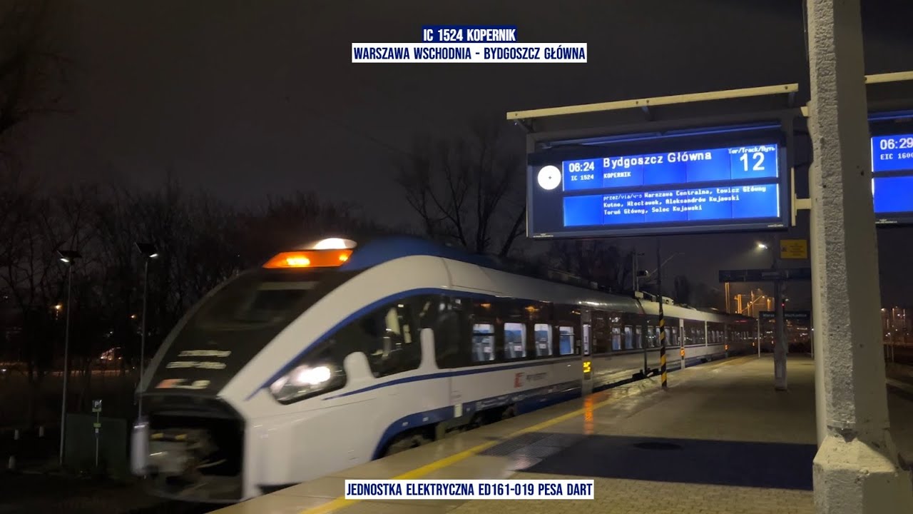 InterCity IC 1524 KOPERNIK Warszawa Wschodnia - Bydgoszcz Główna  Pesa Dart ED161 Tanie Kolejowanie