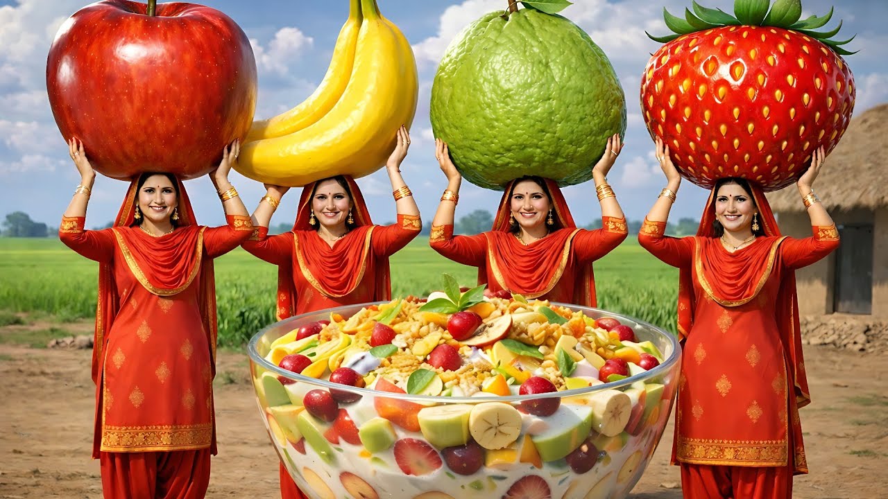 Traditional Punjabi Village Fruit Chaat Feast 🍓🍊 