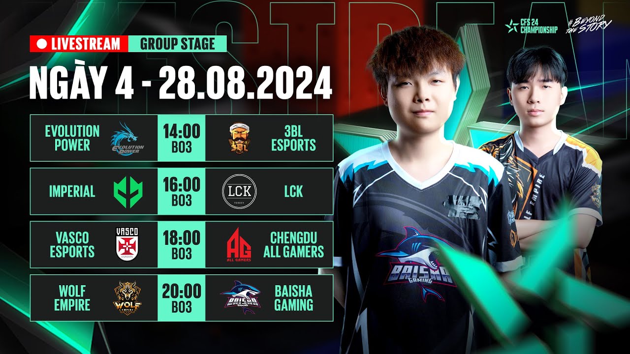 EP vs 3BL - IMP vs LCK - AG vs SV - WOF vs BS | TRỰC TIẾP VÒNG BẢNG CFSSC 2024 NGÀY 28/08
