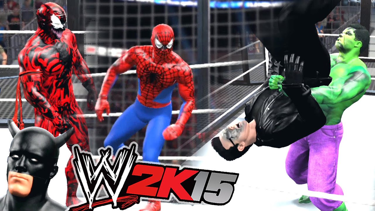 WWE 2K15 - TERMINATOR VS SPIDERMAN VS BATMAN VS HULK VS VENOM VS CARNAGE