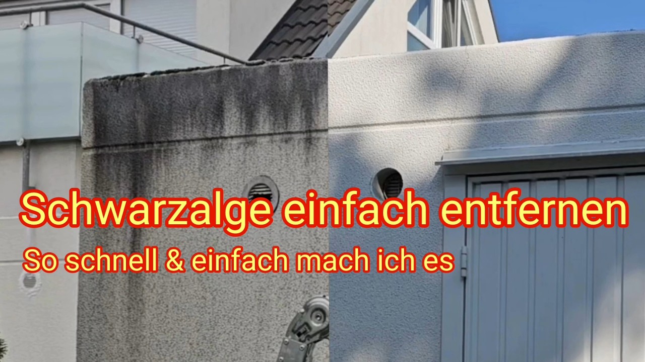 Schwarzalgen von Haus-Fassade und Garage entfernen - so schnell & einfach mach ich es