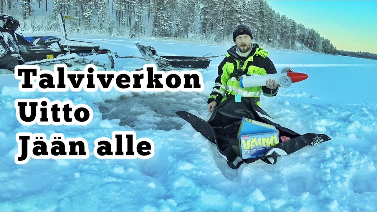 Verkkojen lasku talvella Väinö Torpedo narunvetolaitteella