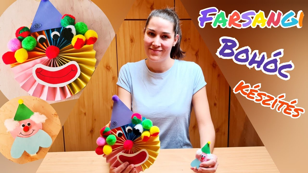🥳🤡KREATÍV ÖTLET🤡🥳 Farsangi bohóc készítés színespapírból