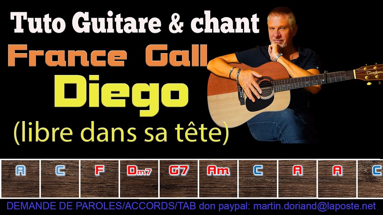 Tuto Guitare chant France Gall Diego libre dans sa tête