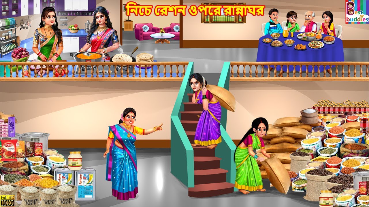 Niche reshon opore rannaghor | নিচে রেশন ওপরে রান্নাঘর | Bengali Stories | Bengali Moral Story