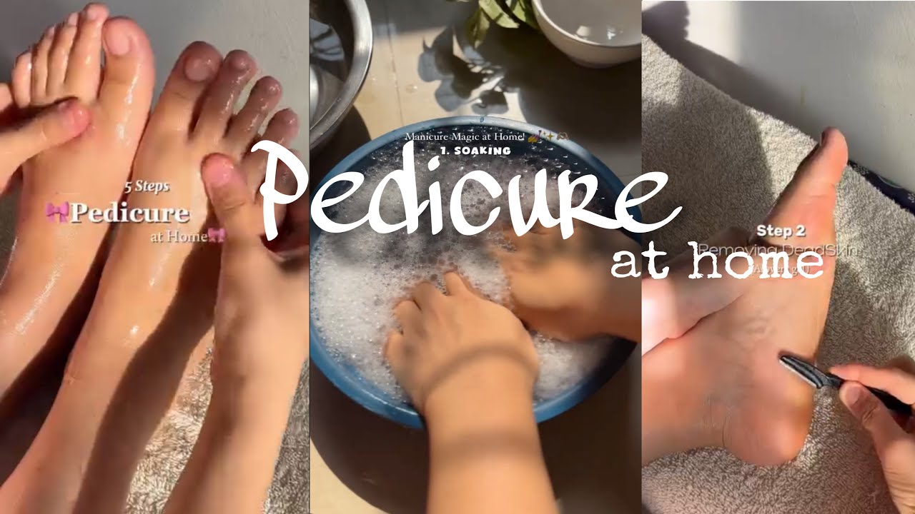 DIY Pedicure   at Home 🏠 | Aesthetic & Relaxing 🪞🌸| Self-Care Routine 🧴👣 ✨