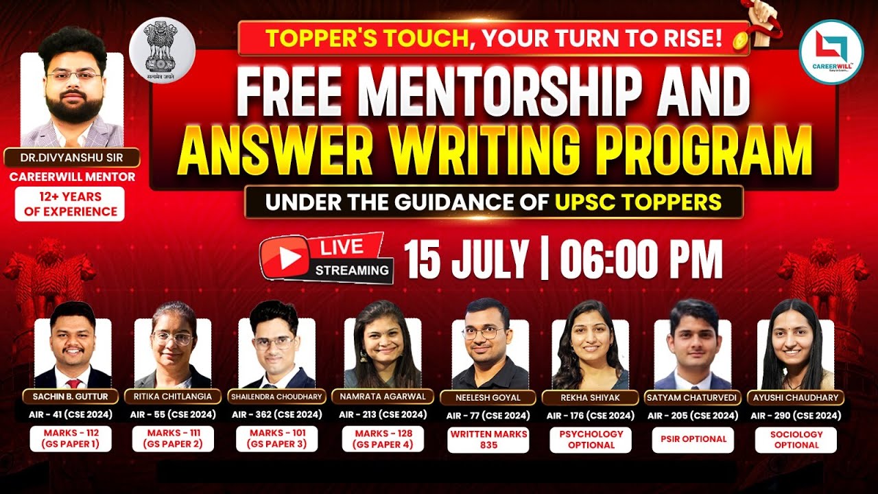 FREE UPSC Mentorship & Answer Writing Program | Learn from 2024 Toppers | With Dr. Divyanshu Sir