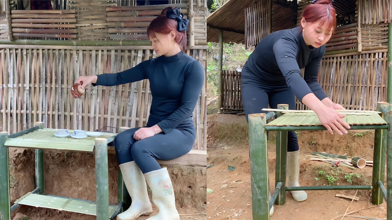 Making My First Bamboo Table Alone | Creating a Small Corner of My Home