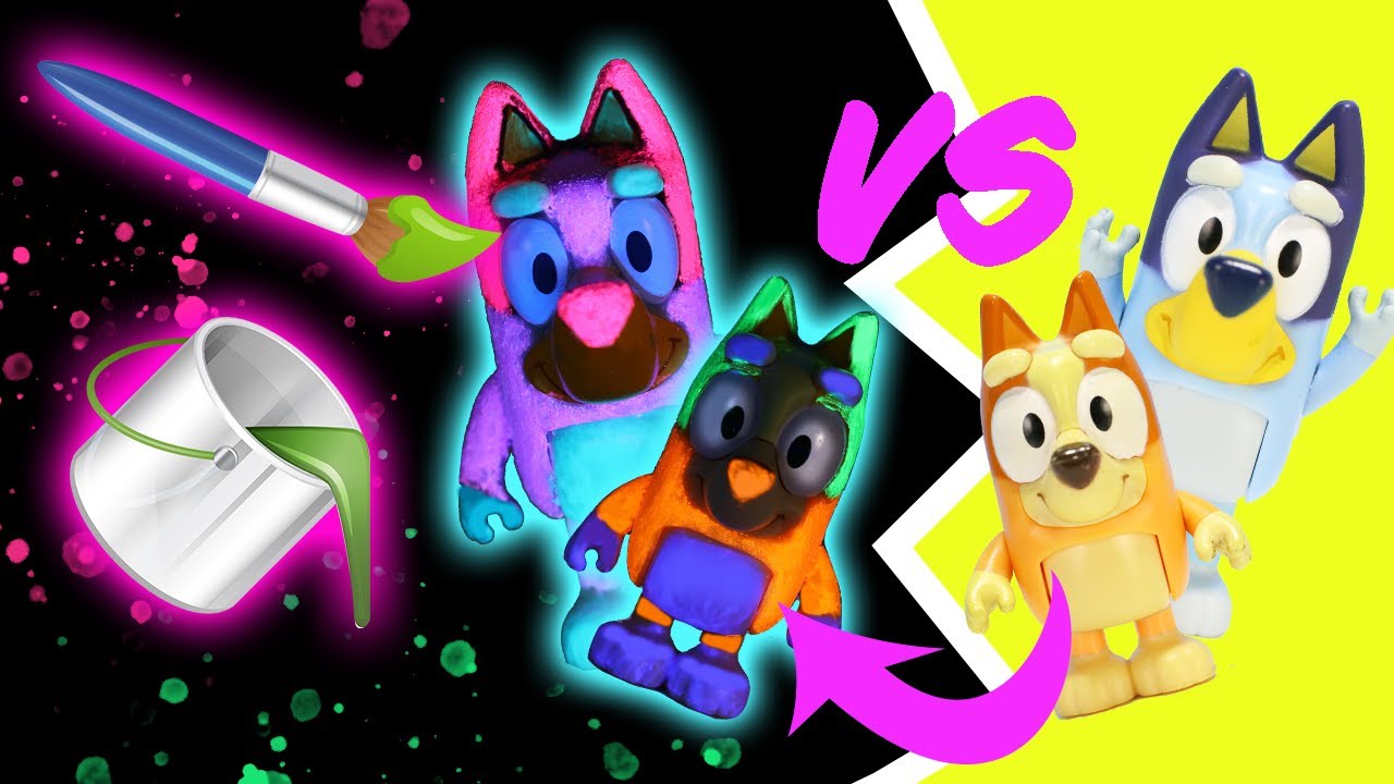 Bluey Toy Color Change with Glow in the Dark Paint | Bluey and Bingo Color Change Transformation