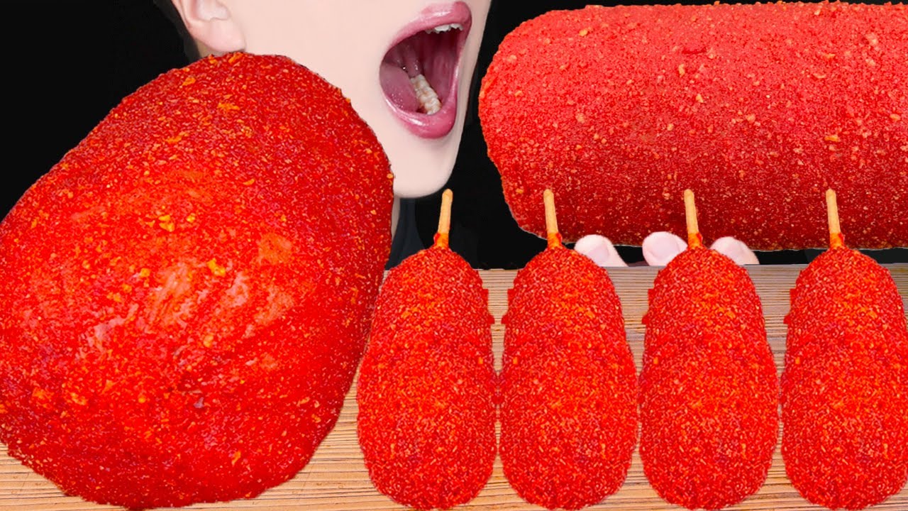 ASMR HOT CHEETOS GAINT SAUSAGE MOZZARELLA CHEESE CORN DOG CHEESY COOKING MUKBANG 먹방 EATING SOUNDS