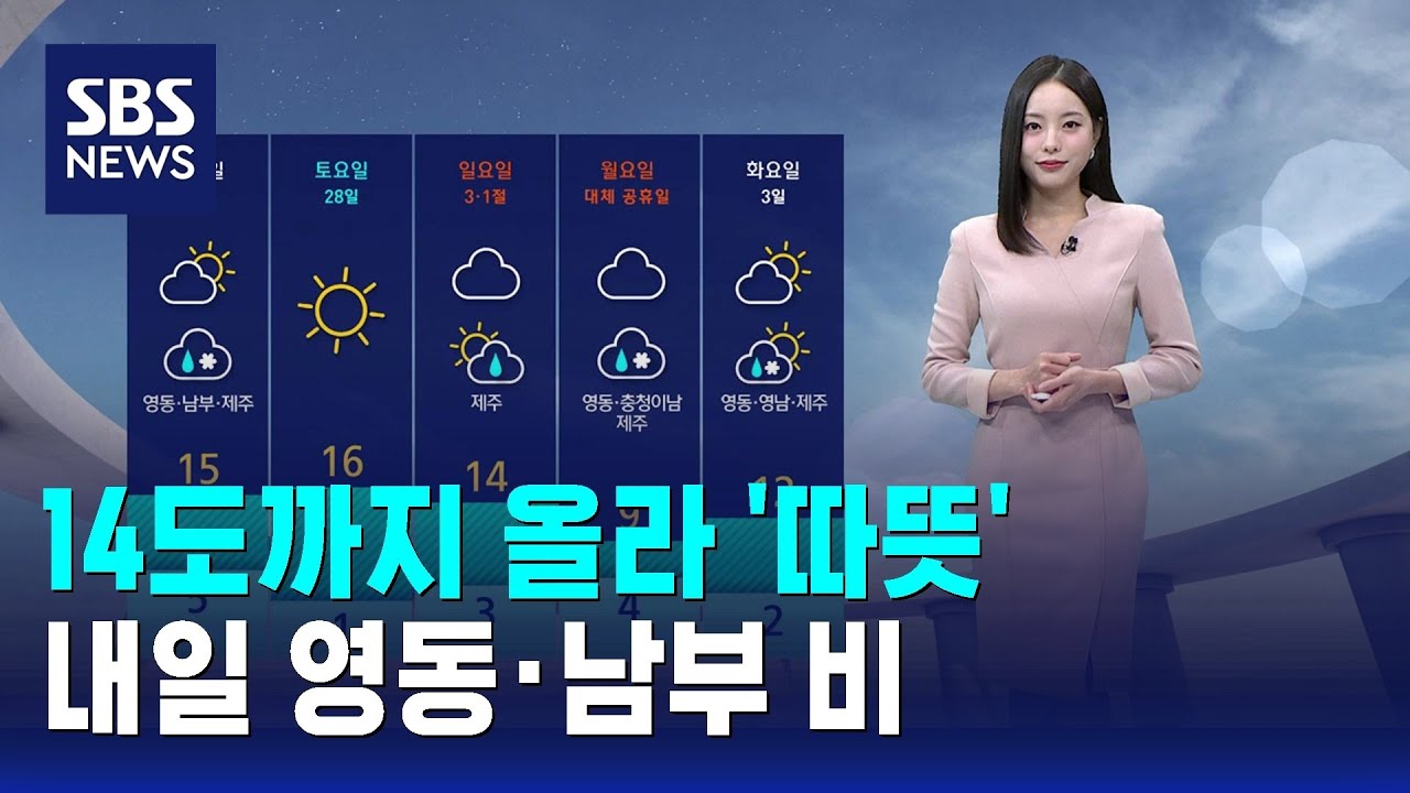 [날씨] 14도까지 올라 '따뜻'…내일 영동·남부 비 / SBS