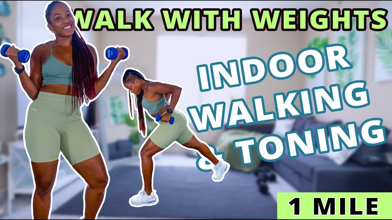 20 Min WALK WITH WEIGHTS | Indoor Walking TONING Workout | Light Dumbbells/Low Impact | DejaFit