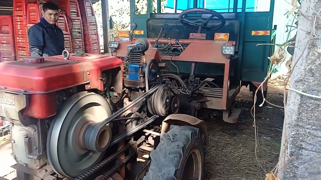Ra đa xe công nông vô lăng và kiểm tra hơi phanh bị xì hơi 