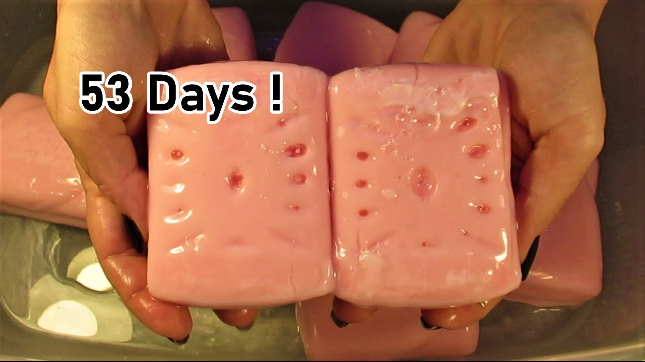 53 Days! 💖 Red Lifebuoy 💖 Soaked Soap 💖 Mushy Soap 💖Vid 243 💖 РАЗМОКШЕЕ МЫЛО 💦 Water Sounds at End !