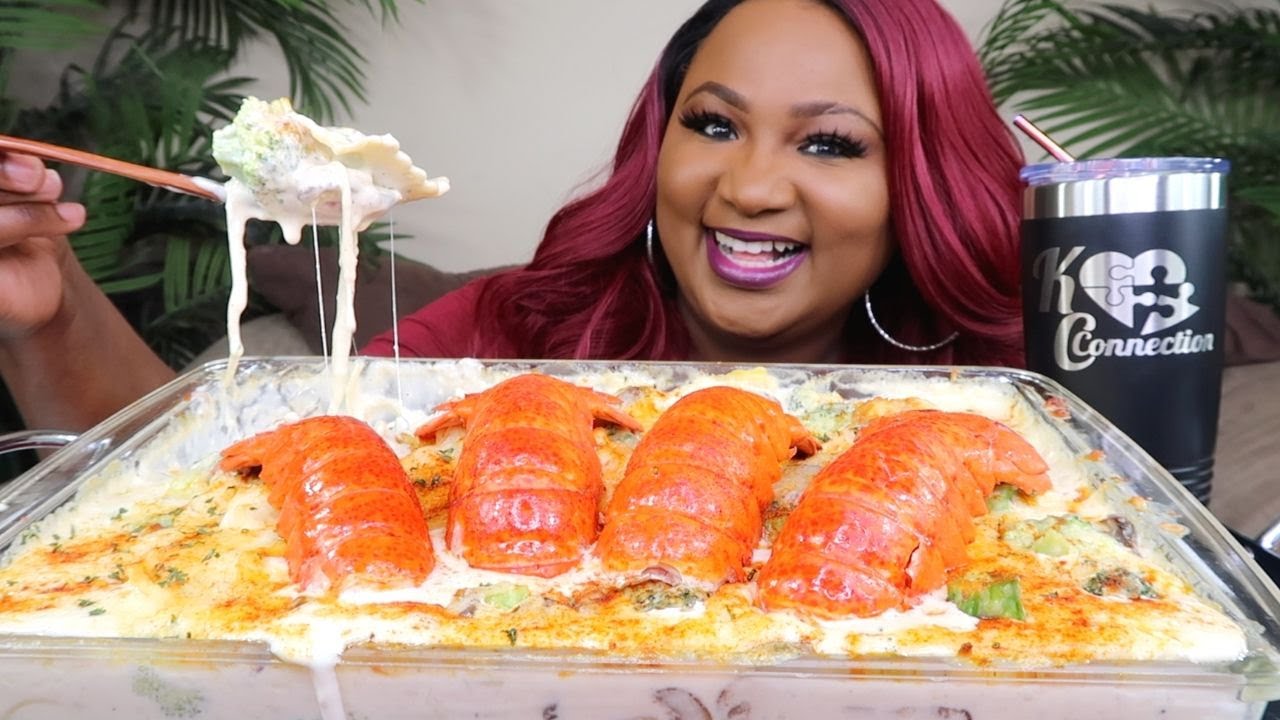 KING CRAB + LOBSTER  DESHELLED SEAFOOD BOIL MUKBANG  DRENCHED IN  ALFREDO SAUCE