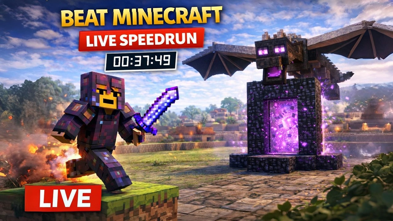 🔥 BEATING MINECRAFT LIVE SPEEDRUN!  | Can I Defeat Ender Dragon? Part 2 #minecraft #speedrun #dream