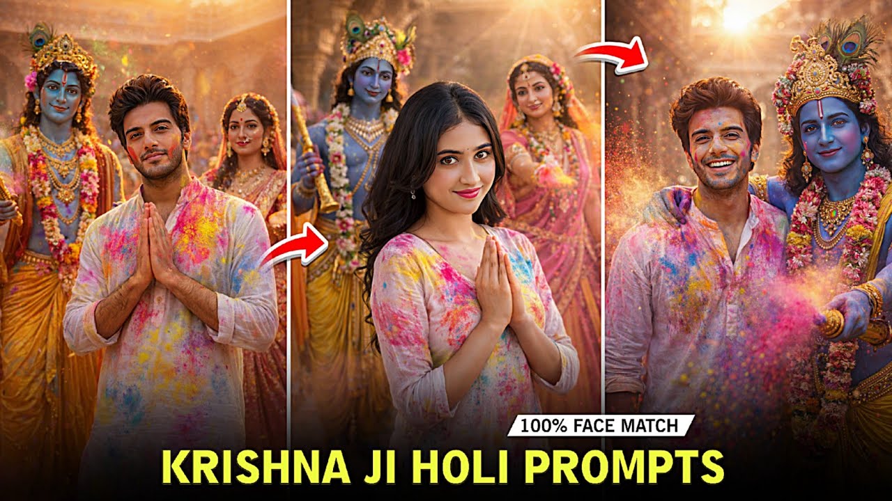 Holi Playing With Krishna Ji Photo Editing Prompts | New ChatGPT Prompts For Holi