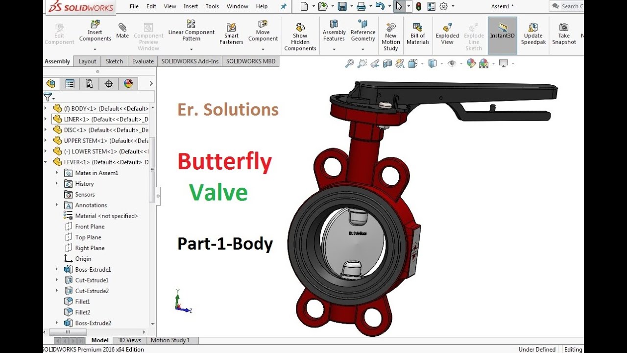 Solidworks tutorial || Butterfly Valve In SolidWorks || Part 1 || Body