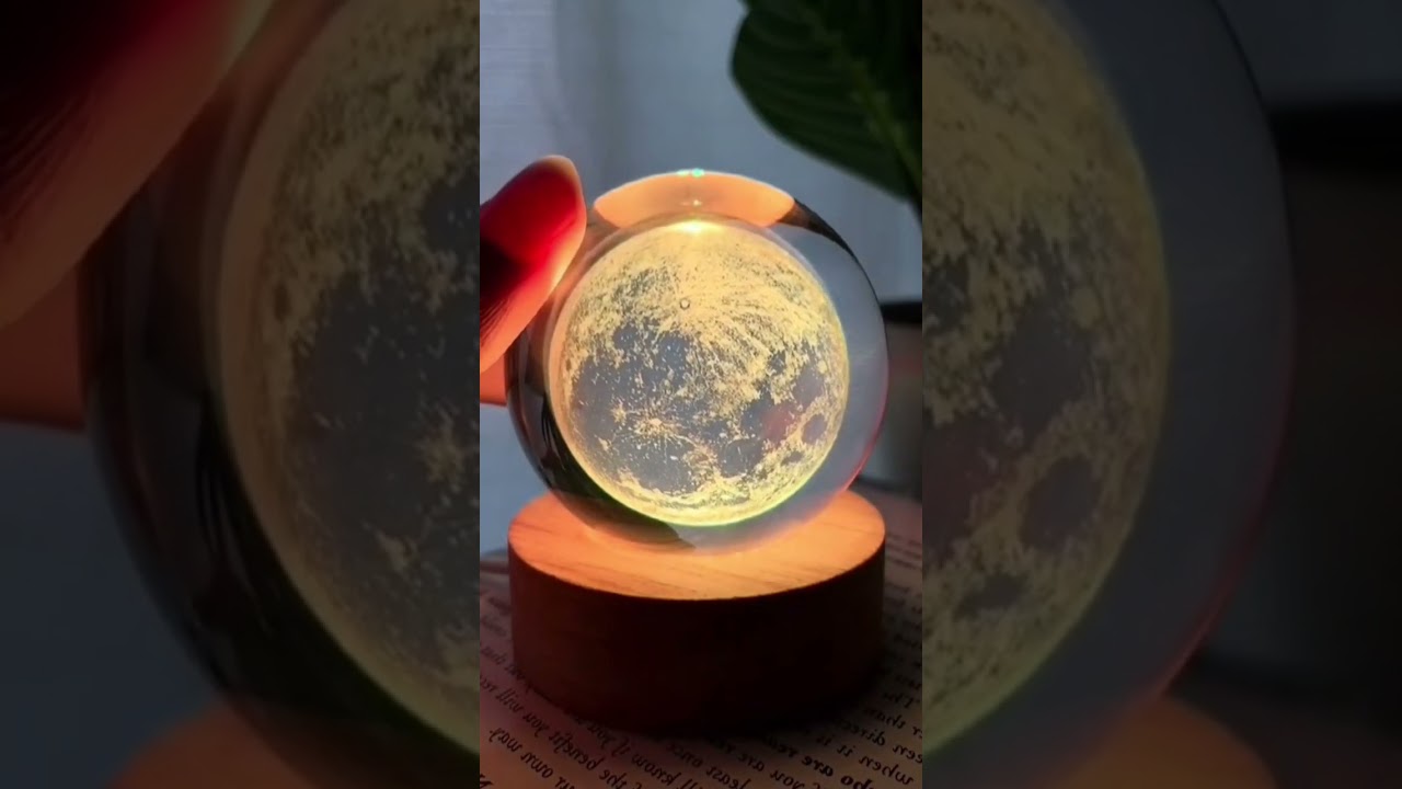 3D Moon Crystal Ball Night Light Lamp | Decoration Gifts For Men Women #crystals #3d #moon