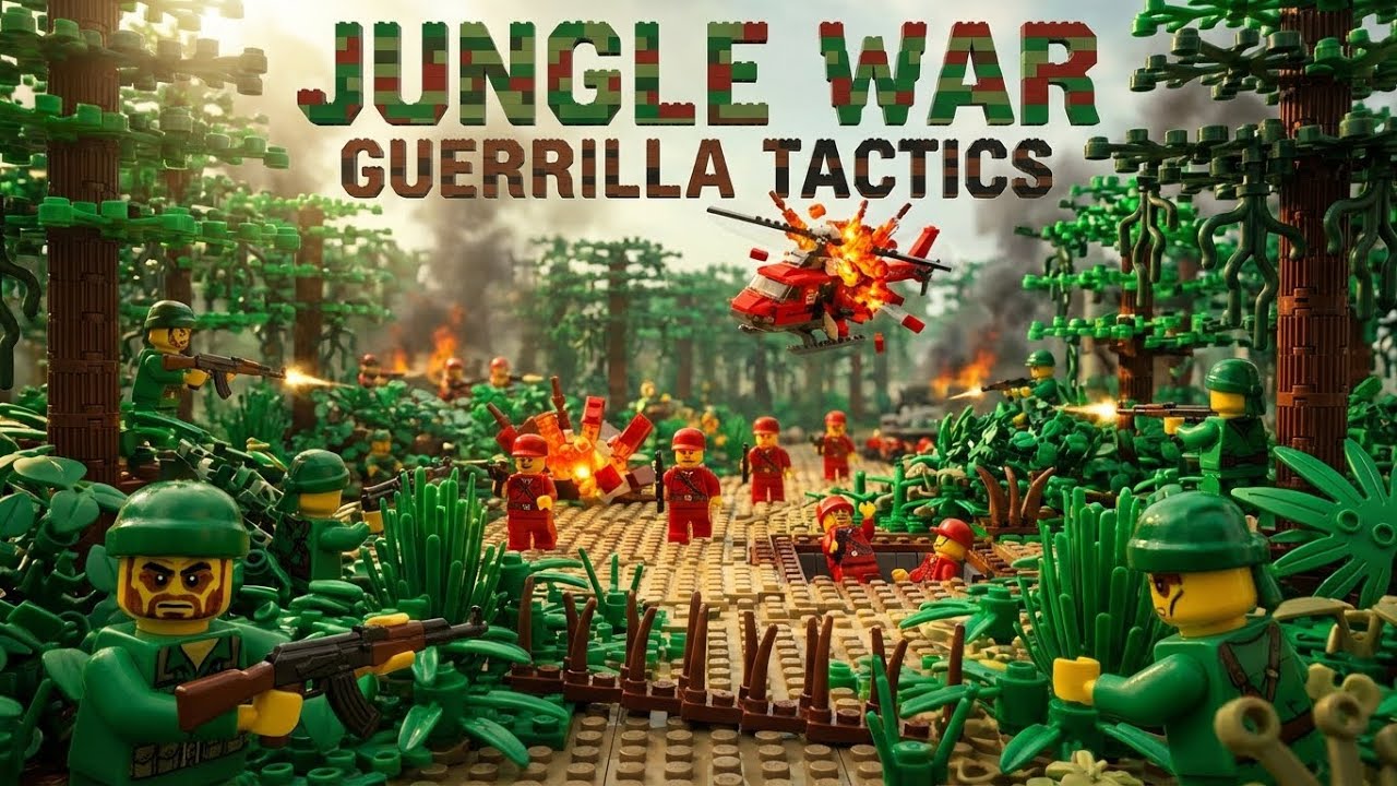 LEGO Jungle Warfare - GREEN Guerrillas vs RED Army - Intense Forest Combat Ambush Tactics 🌴💥