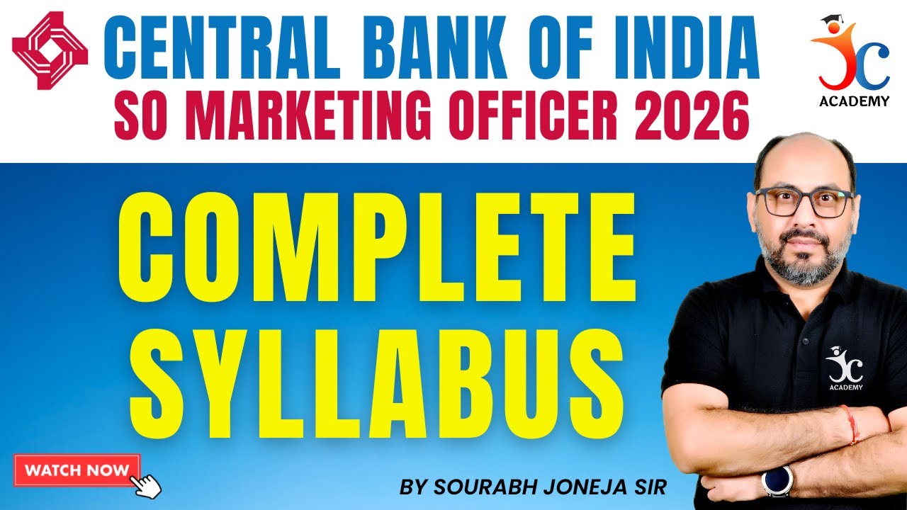 Central Bank of India Marketing Officer Syllabus | Central Bank of India SO Recruitment 2026