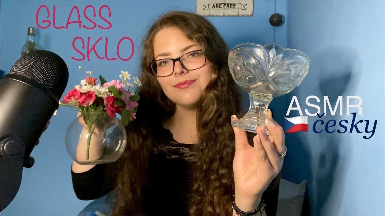 ASMR CZ Skleněné předměty a povídání | Textured Glass Tapping & Scratching 🌸