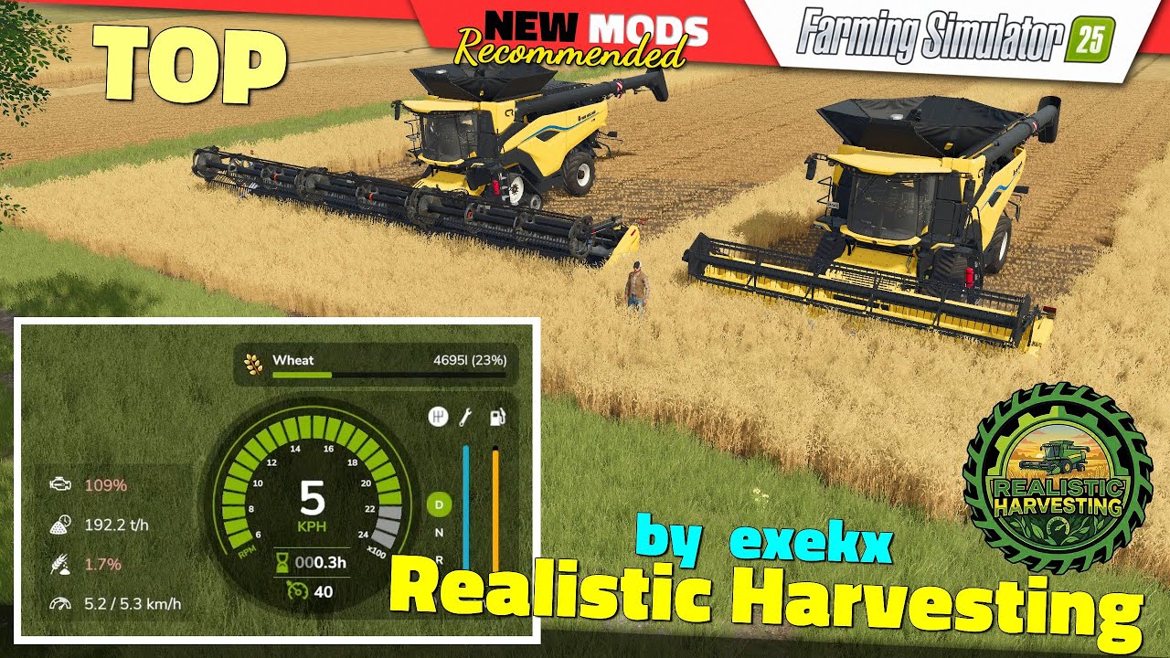 FS25 ★ TOP ★ Realistic Harvesting (by exekx) - Farming Simulator 25 Mods Review QHD