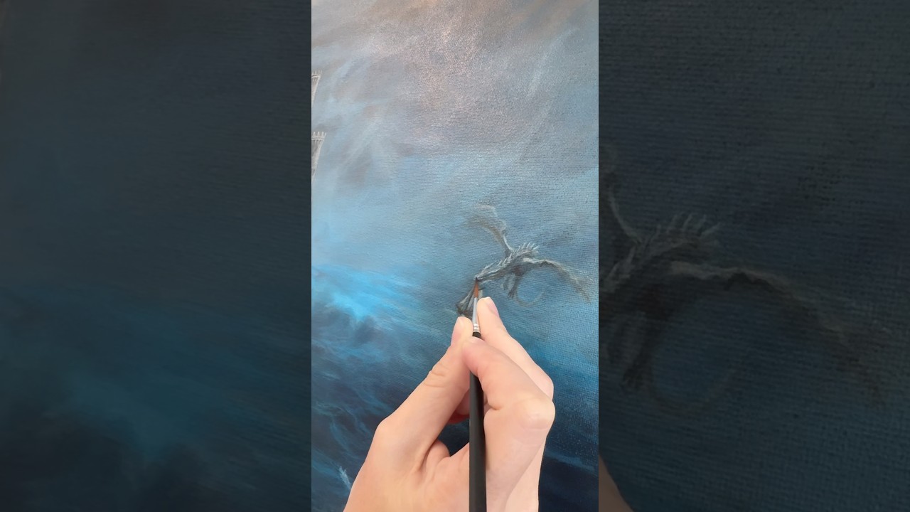 Fantasy castle acrylic painting #oceanart #acrylicscenery #fantasyart