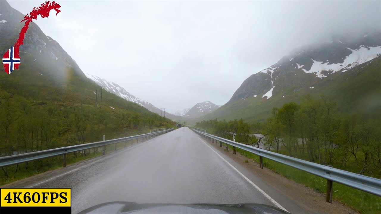 Driving in Norway - Sortland to Austnesfjorden - 4K60