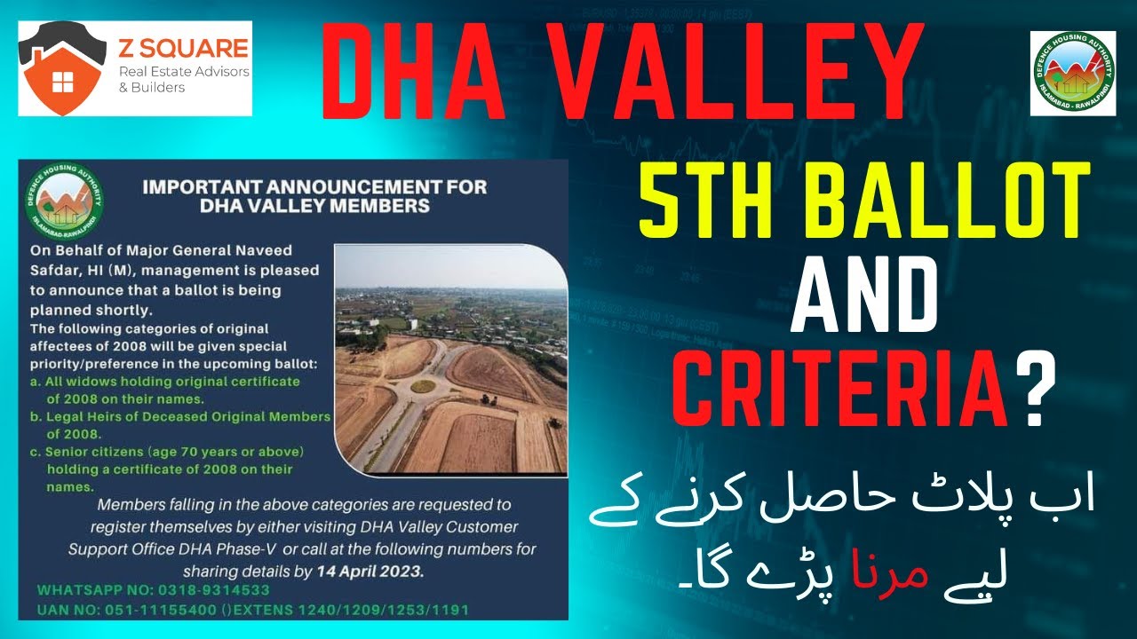 DHA Valley - 5th residential ballot and Criteria