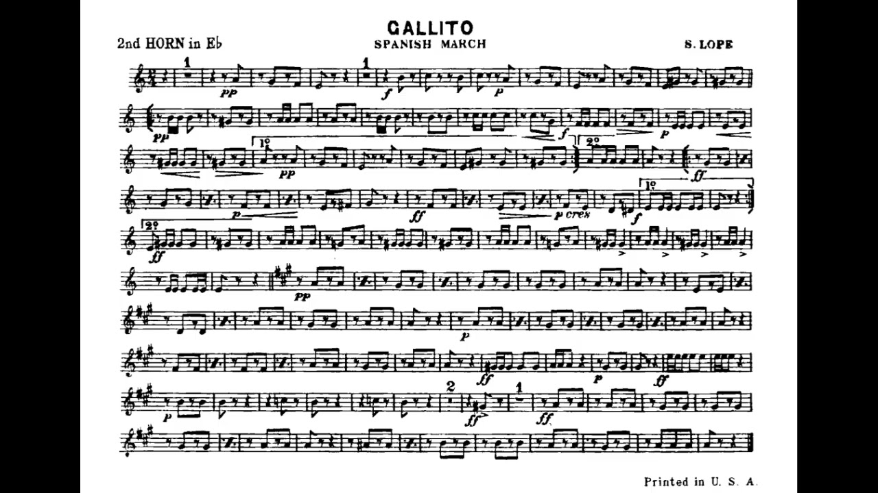 GALLITO SPANISH MARCH - Eb HORN 2