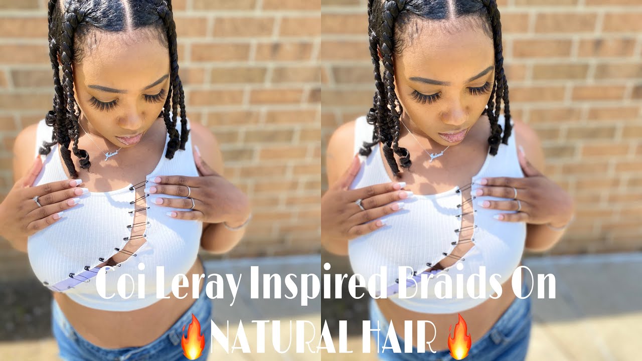Coi Leray Braids on Natural Hair | Easy Protective Style | Beginner friendly