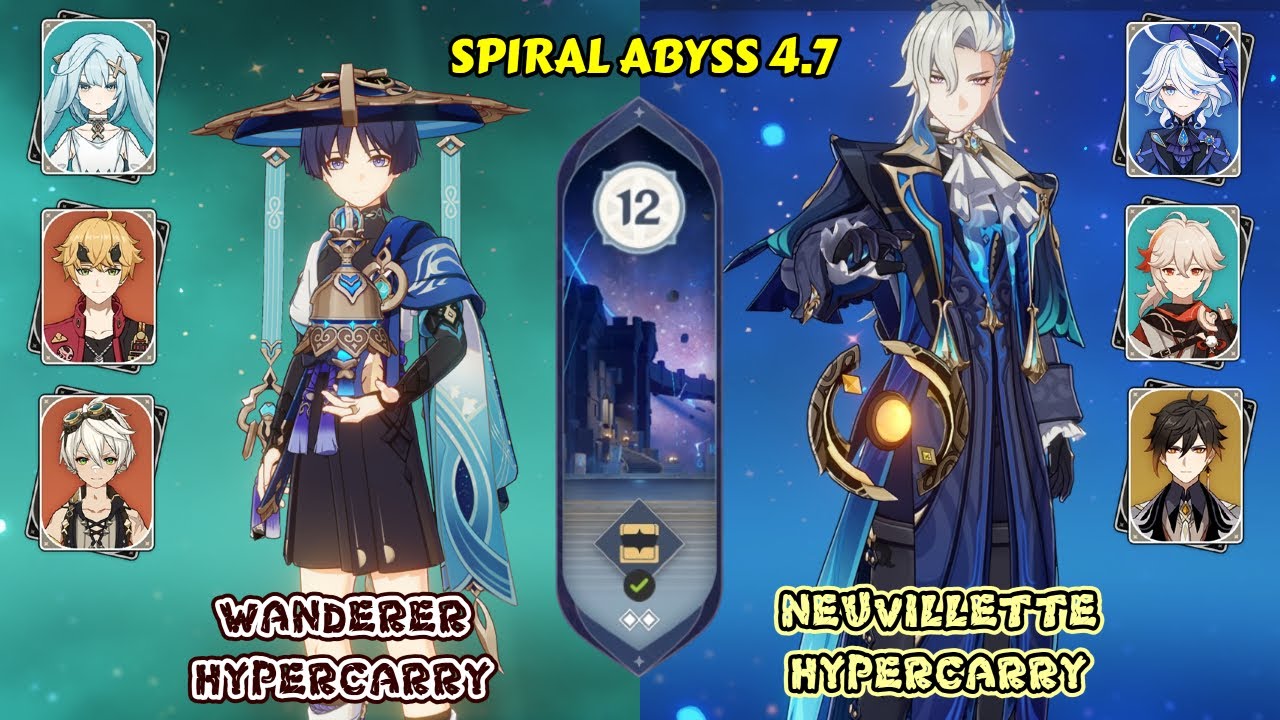 NEW Spiral Abyss 4.7 | C2 Wanderer Hypercarry & C0 Neuvillette Hypercarry | Genshin Impact
