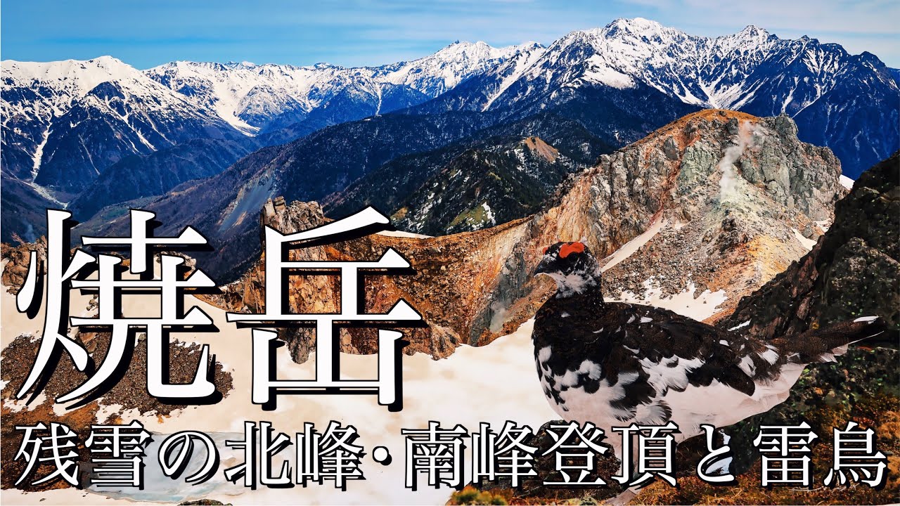 【雪山登山】残雪期の焼岳｜新中ノ湯ルートで北峰と積雪期限定の南峰登頂と雷鳥＜焼岳･乗鞍高原/4K映像＞