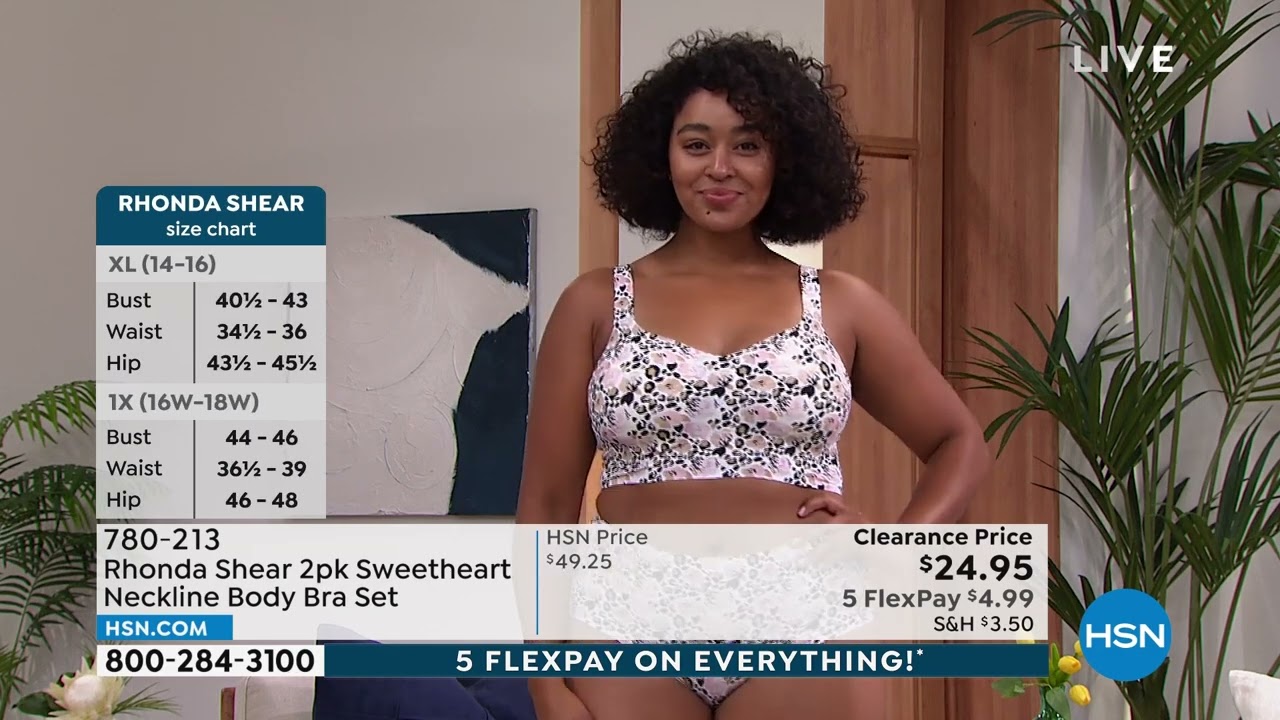 Rhonda Shear 2pack Sweetheart Neckline Body Bra Set