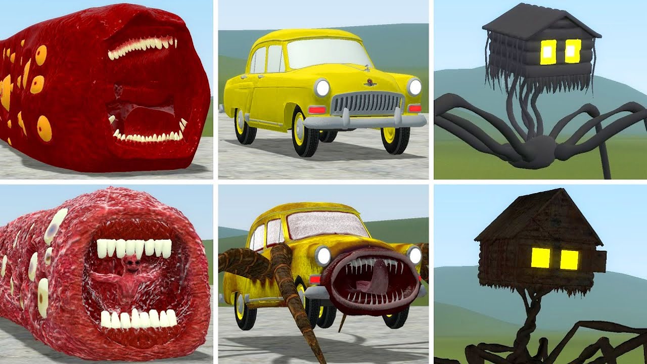 OLD AND NEW UPDATE: TRAIN EATER, CAR EATER, HOUSE HEAD VS ALL TREVOR HENDERSON BATTLE In GMOD!