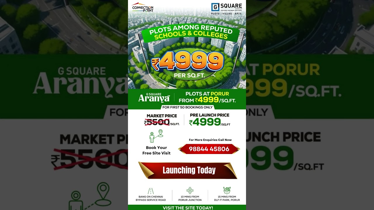 Gsquare Aranya: Premium Villa Plots For Sale in Porur, Chennai | 98844 45806 | 10 Mins From Porur