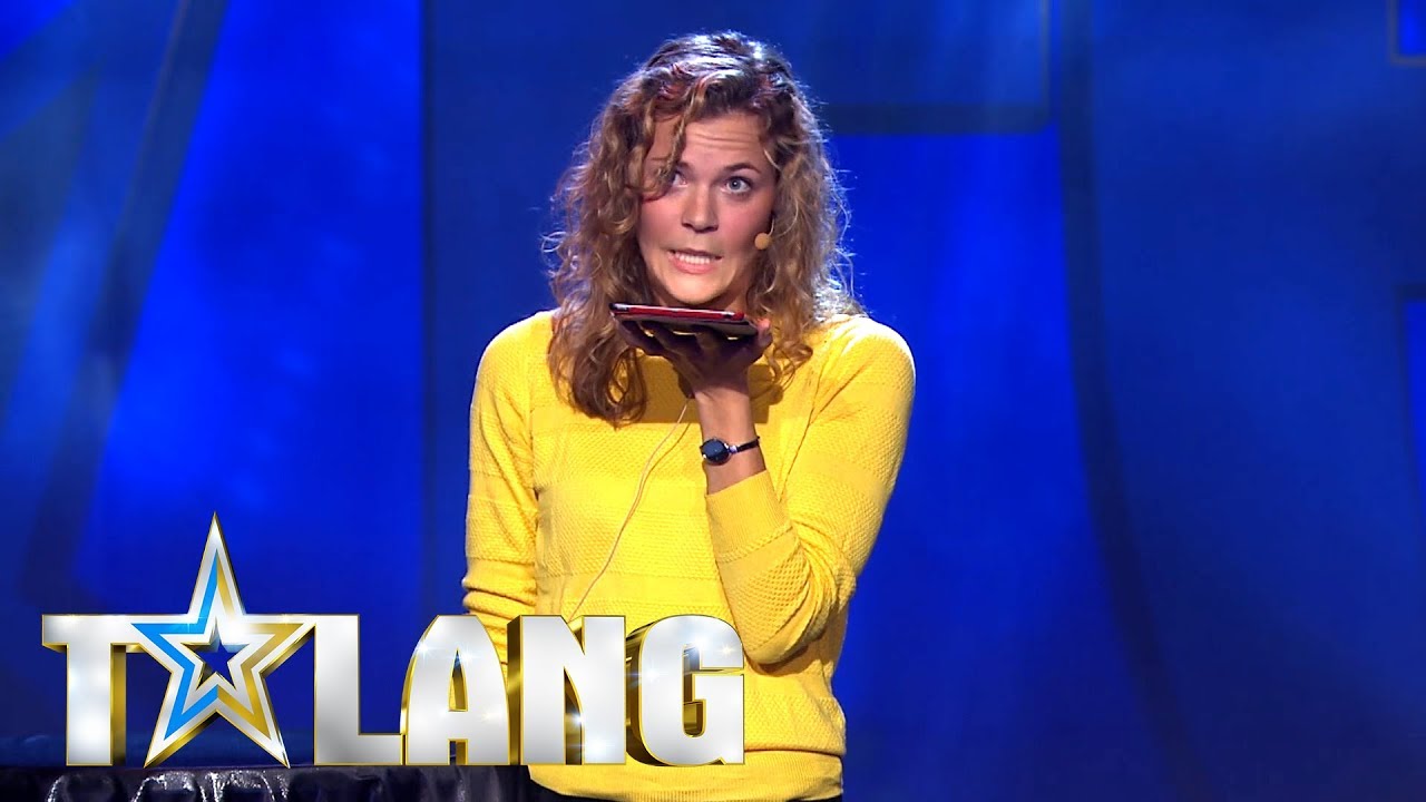Amanda Carlshamre pratar baklänges i Talang 2018 - Talang (TV4)
