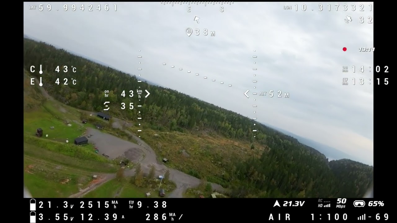 Geprc Moz7, VT6 6000mah battery endurance test. OSD View