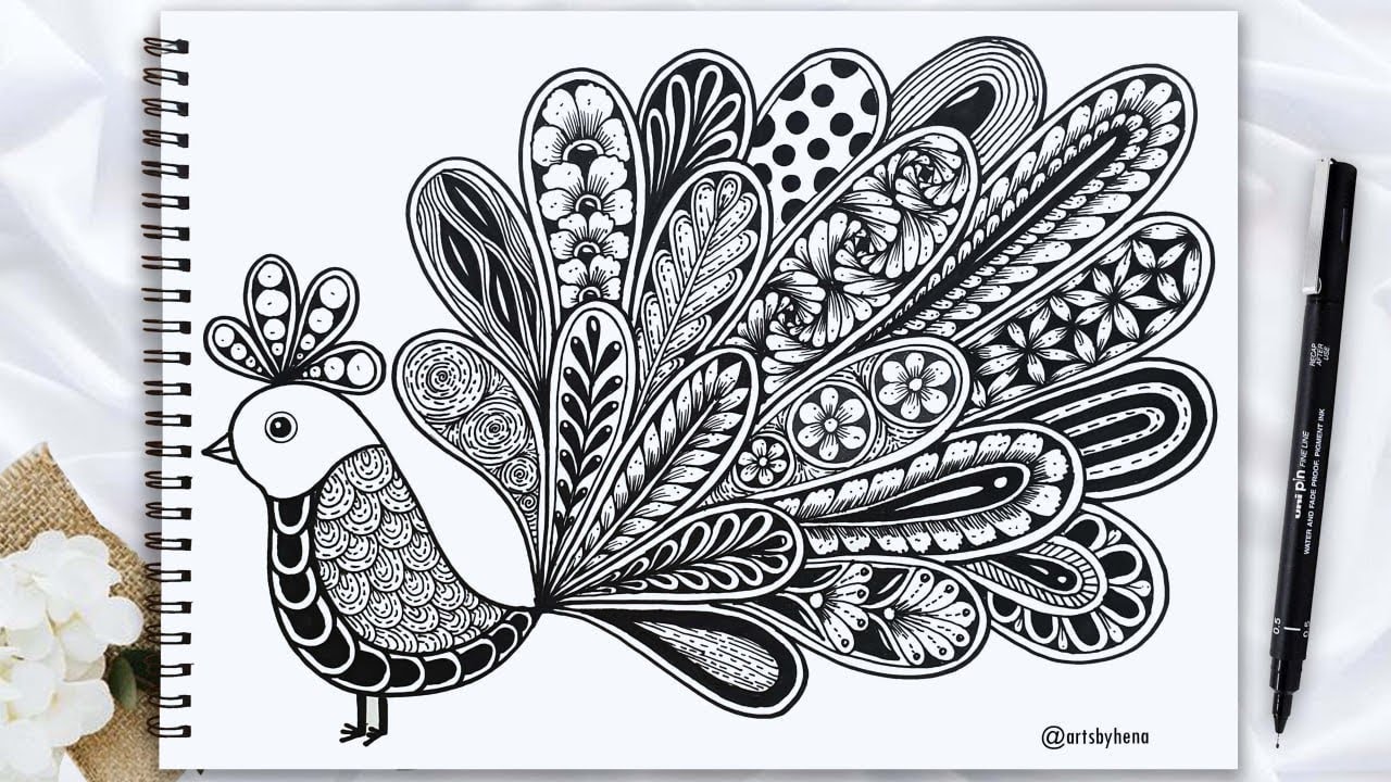 Zentangle Bird Drawing 🌼 Bird Zentangle Art