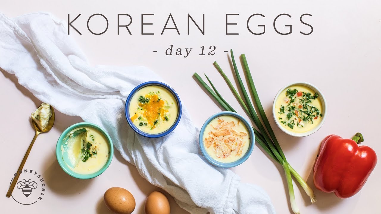 Easy KOREAN STEAMED EGGS 4 Ways for Breakfast!  🐝 DAY 12 | HONEYSUCKLE