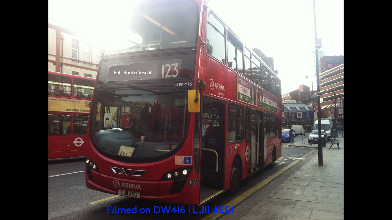 FULL ROUTE VISUAL | London Bus Route 123 - Ilford to Wood Green | DW416 (LJ11AEG)