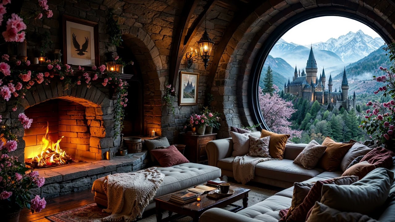🌸 A Cozy Spring Corner in Front of the Fireplace with a Beautiful View of the Castle