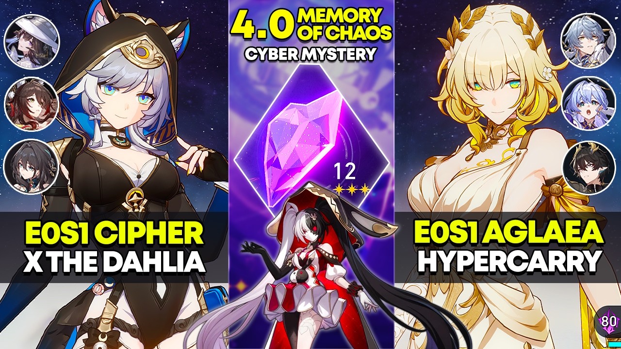 E0S1 Cipher x The Dahlia & E0S1 Aglaea Hypercarry | Memory of Chaos 12 | Honkai Star Rail 4.0