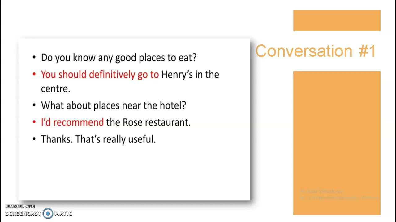 Asking for a restaurant recommendation