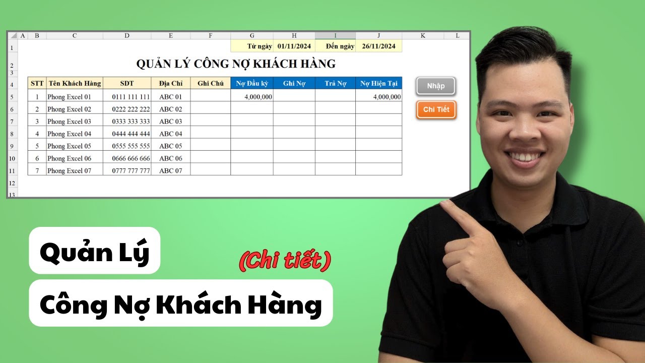 Hướng Dẫn Tạo File Quản Lý Công Nợ Khách Hàng Trên Excel (Chi tiết)